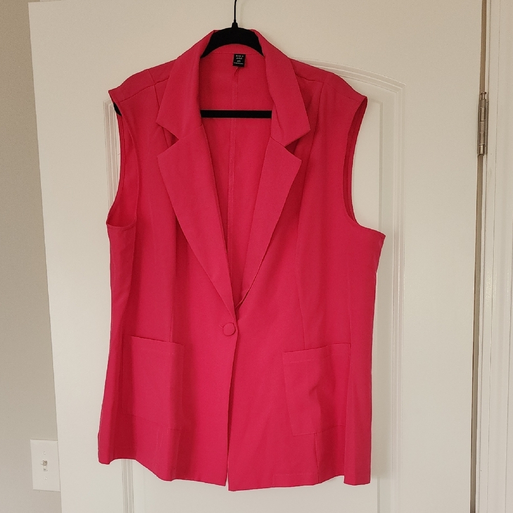 SHEIN Curve Hot Pink Blazer Vest